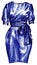 Watercolor fashion illustration of a long sparkling coctail dress in blue color