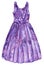 Watercolor fashion illustration of a long sparkling coctail dress in purple color