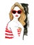 Watercolor fashion illustration. Watercolor fashion illustration. Stylish woman in red glasses. Summer mood.
