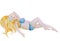 Watercolor fat girl in bikini swimsuit is sunbathing. Body positive illustration on white background.