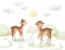 Watercolor Fawn, Adorable Forest Scene Illustration, Nursery Wall Art