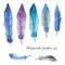 Watercolor feather seamless pattern