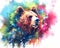 watercolor featuring a powerful and majestic bear against a backdrop of nature. strength and beauty of the bear