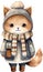 Watercolor Feline Winter Wonderland clipart Kawaii Cat Nursery Animals kitten Baby warm sweater Cute Meow Minimalistic Christmas