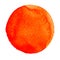 Watercolor flame orange circle on white background