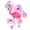 Watercolor flamingo with flowers. Hand drawn illustration