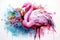 watercolor Flamingo watercolor pink flamingo in splashes Tropical exotic bird rose flamingo