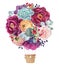 Watercolor floral air baloon