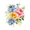 Watercolor floral arrangement, watercolor flower bouquet, pyone pink and yellow for wedding, greetings, wallpapers