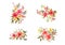 Watercolor floral arrangement, watercolor flower bouquet, red and yellow flowers for wedding, greetings, wallpapers