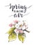 Watercolor floral background with gentle flowers of apple. Spring design card.