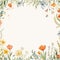 Watercolor Floral Border With Meadow Flowers On White Background