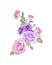 Watercolor floral bouquet of roses and lisianthus