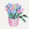 Watercolor Floral Bouquet with tulips illustration