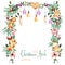 Watercolor floral Christmas arch with hanging lamps for holiday design