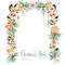 Watercolor floral Christmas arch with hanging lamps for holiday design