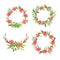 Watercolor floral christmas wreathes