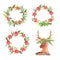 Watercolor floral christmas wreathes