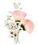 Watercolor floral composition. Bright transparent flowers in modern boho style. Pastel peach colour anemones with