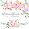 Watercolor floral composition colorful rose for wedding