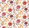 Watercolor floral fall pattern. Botanical rustic autumn background