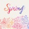 Watercolor floral greeting card with Spring lettering. Vintage