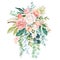 Watercolor floral illustration - bouquet with bright pink vivid flowers, green leaves