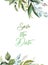 Watercolor floral illustration - green leaves frame / border, for wedding stationary, greetings, wallpapers, fashion, background