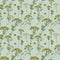 Watercolor floral pattern, wild flowers queen anne's lace and herbs,