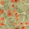 Watercolor floral seamless pattern. Calendula, chamomile, poppy. Red poppy. Beautiful abstract background