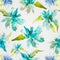 Watercolor Floral Seamless Pattern in Capri and Chambray Blue Tones