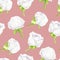 Watercolor floral seamless pattern. Hand painted white peonies on pink background. Elegant flowers tile. Spring feminine