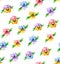 Watercolor floral seamless pattern, wildflowers, pansies, purple, blue, red and pink flowers. A bright summer botanical print.