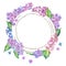 Watercolor floral spring round frame