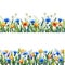 Watercolor floral template for your design. Hand painted watercolor wildflowers. Cornflower, chamomile and grass.