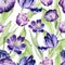 Watercolor floral tulip. Seamless colorful