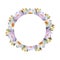 Watercolor floral wreath with purple waterlilies Circle frame for wedding invitations logos, Women day 2024 Round Border