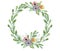 Watercolor floral wreaths hand drawn illustration. Tribal flowers, leave and branch