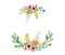 Watercolor floral wreaths hand drawn illustration. Tribal flowers, leaves and branch