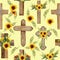 Watercolor Flower Cross, Wood Cross, Baptism, Floral Seamless Patteern. First Communion, Holy Spirit, Florals