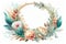 Watercolor Flower Frame, Watercolour Floral Wreath, Generative AI Illustration