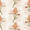 Watercolor flower motif background. Hand painted earthy whimsical seamless pattern. Modern floral linen textile for