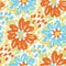 Watercolor flower motif background. Hand painted earthy whimsical seamless pattern. Modern floral linen textile for