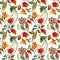 Watercolor flower paisley pattern. Seamless Indian motif background.