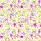 Watercolor flower pattern. Seamless pattern. Bright flowers, greens, sunny print. Textile design. Wrapping paper, gift wrapping.