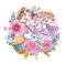 Watercolor flower wreath background for beautiful design