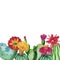 Watercolor flowering cactus plants template