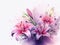 watercolor flowers background - pink and purple lilies