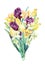 Watercolor flowers bouquet, garden card design