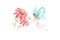 Watercolor flowers with a fairy girl butterfly vector